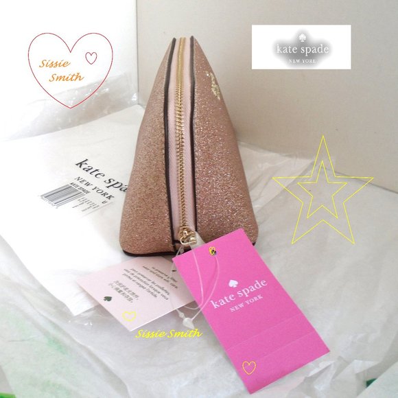 kate spade Bags Kate Spade Small Rose Gold Tinsel Cosmetic Case